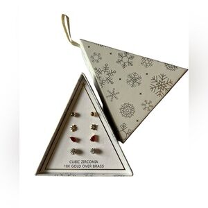 Kohl's 18K Gold Over Brass Lab Created Ruby Cubic Zirconia Stud Earring Set